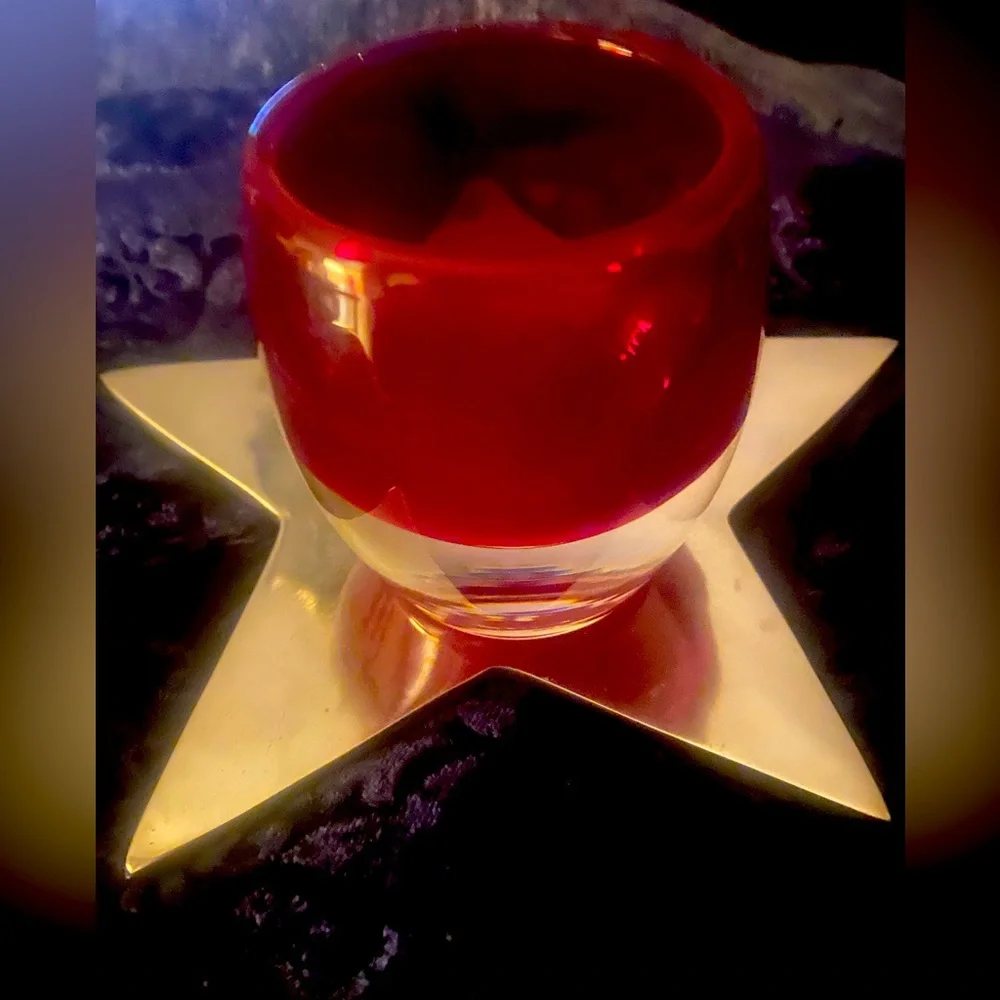 Crate & Barrel Diva Ruby Red Crystal Candle Votives Set of 2 Made in Poland